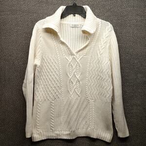 Liz Claiborne Women V Neck Collard Cable Knit Sweater